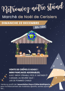 Affiche Promotionnelle Marché de Noël Moderne Illustré Bleu Beige